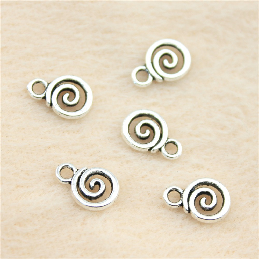 WYSIWYG 40pcs 11x8mm Swirl Charm Pendants For Jewelry Making Antique Silver Color Swirl Pendants Charm Swirl