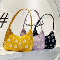 Classic Texture Fashion Flower Daisy Women Handbag Portable Creative Design Chic Nylon Underarm Shoulder Tote Baguette Bags