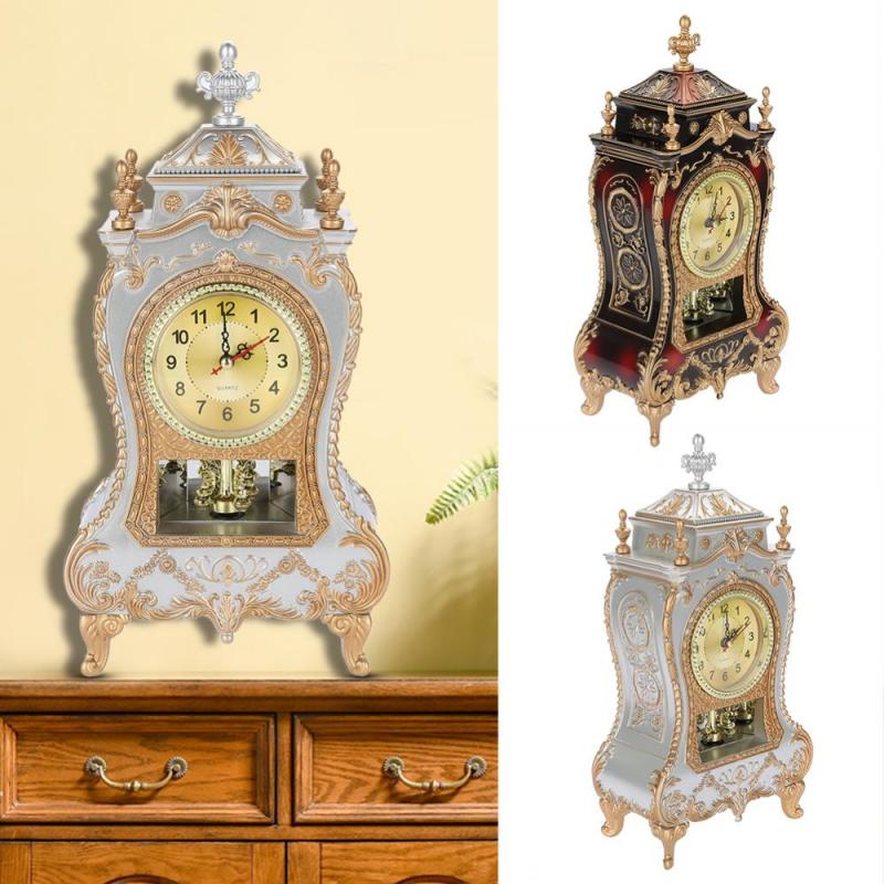 Desk Alarm Clock Vintage Clock Classical Royalty Sitting Room TV Cabinet Desk Imperial Furnishing Sit Pendulum Clock 2019