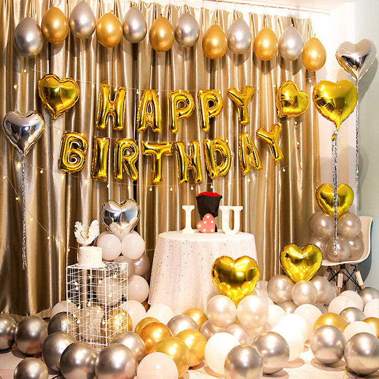 New1 set Happy Birthday Letters balloons wedding birthday party banners helium globos Rose Gold foil balloons alphabets kids toy