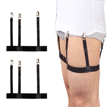 2 Pcs Men Shirt Stays Belt with Non-slip Locking Clips Keep Shirt Tucked Leg Thigh Suspender Garters Strap
