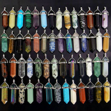 Natural Quartz Crystal Stone Pendant Hexagonal Prism Point Chakra Healing Charms Pendentif for Women Necklace Jewelry Making