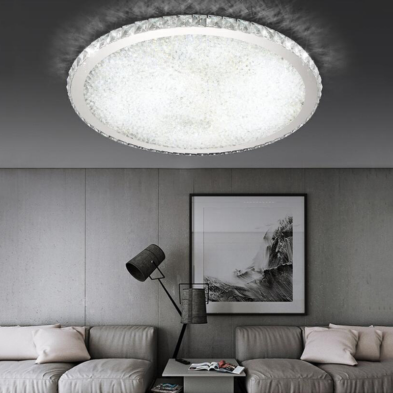 Modern Creative Simple Circular Ceiling Light Crystal Lamp for Home Living Room Bedroom Restaurant with LED Bulbs