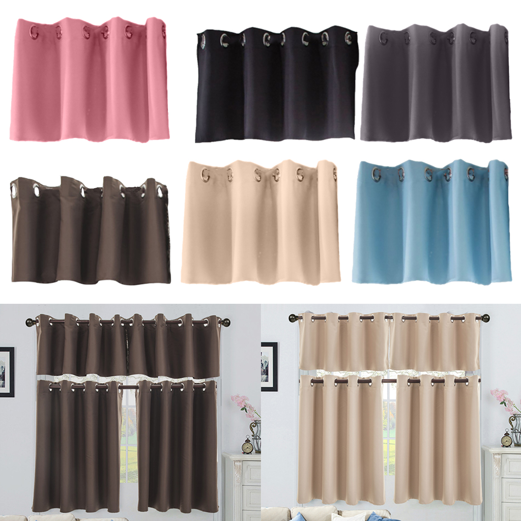 Blackout Ring Top Half Curtain Window Tiers Valance Sheer Voile Curtain Door Panels for Cafe Kitchen Decor Home Room Ornament