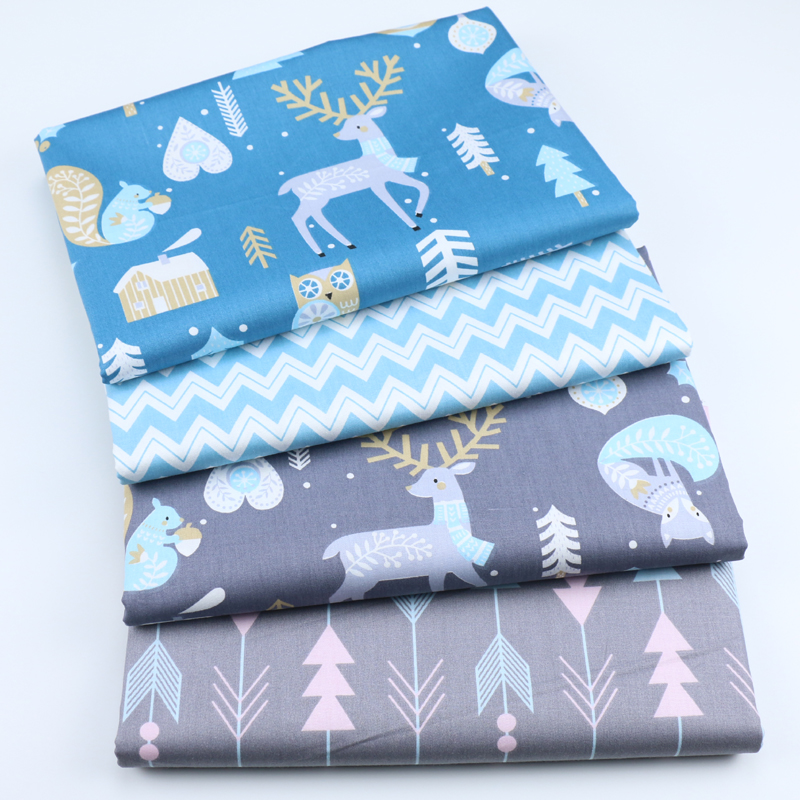 Deer Printed 100% Cotton Fabric Kids Cotton Patchwork Cloth DIY Sewing Quilting Fat Quarters Material For Baby&Child