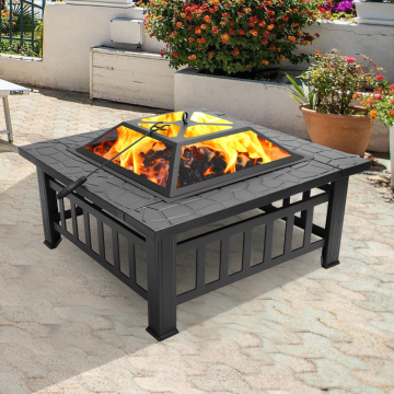 only ship to us Portable Courtyard Metal Fire Bowl Metal Fire Pit Garden Backyard Fire Pit Patio Rectangular Firepit Stove