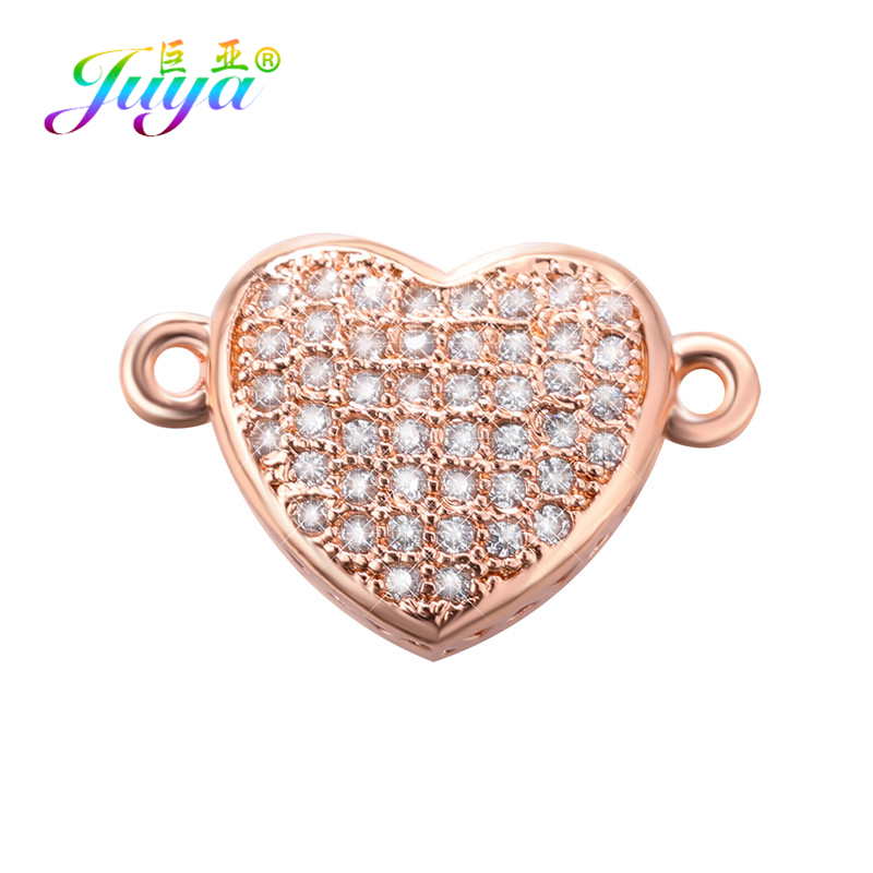 Juya DIY Jewelry Making Supplies Handmade Love Heart Charm Connector Accessories For Needlework Bracelet Necklace Earring Making