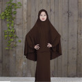 Abaya Kaftan Islamic Fashion Muslim Dress Clothing Arab Middle Eastern Teen Girl Solid Color Simple Dress Two-Piece Suit 4.17