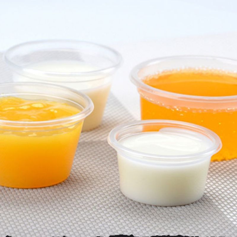 50Pcs/Set Disposable Cups Set Of 30ml/1 oz Sauce Pot Container Jello Shot Cup Slime Storage with Lid for Ketchup