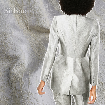 Siiboo designer jacquard brocade crepe metallic fabric for women everning dress luxurious style sp6311