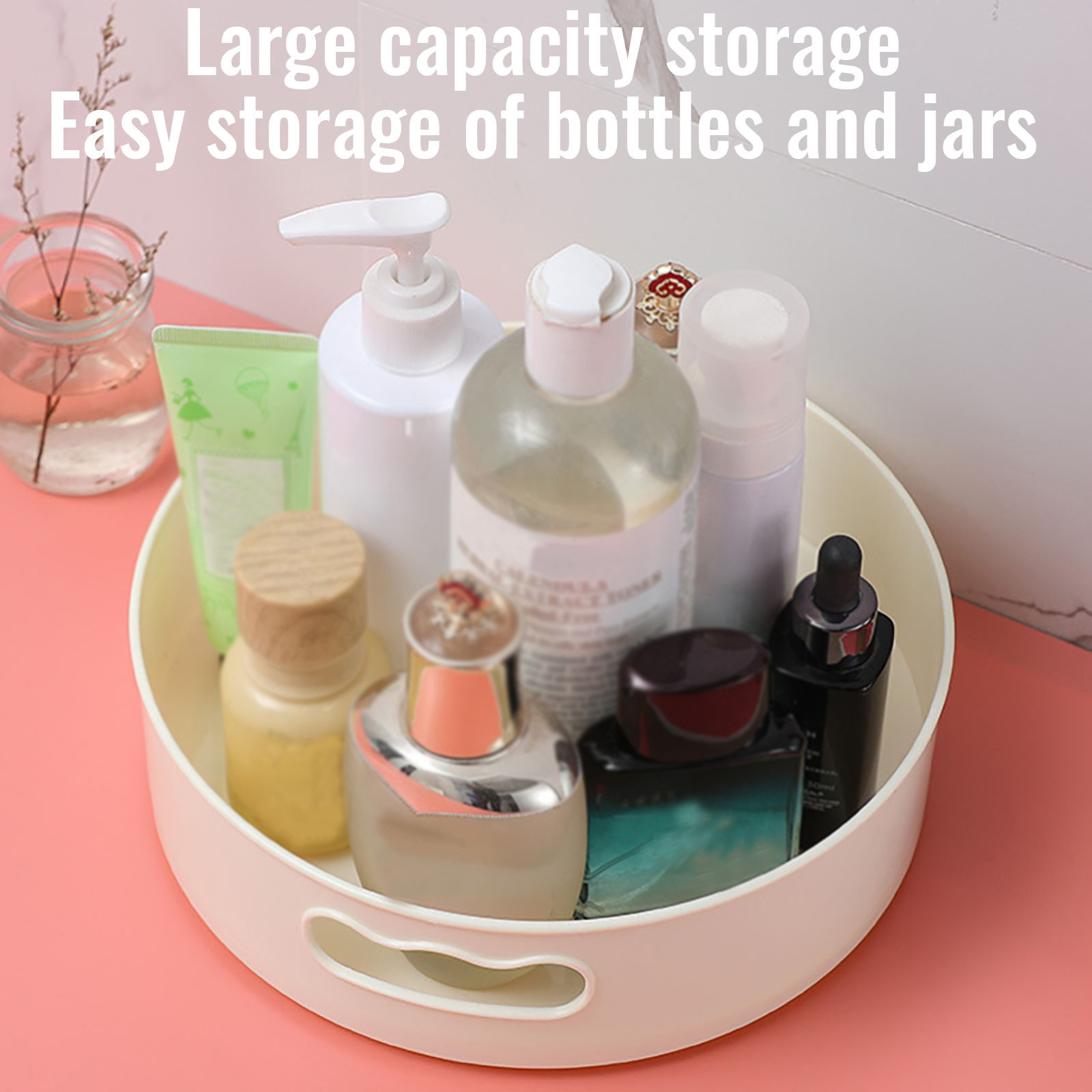 Multifunctional storage box, rotatable rack, plastic storage rack, kitchen ingredients storage tray with handle accessories35#
