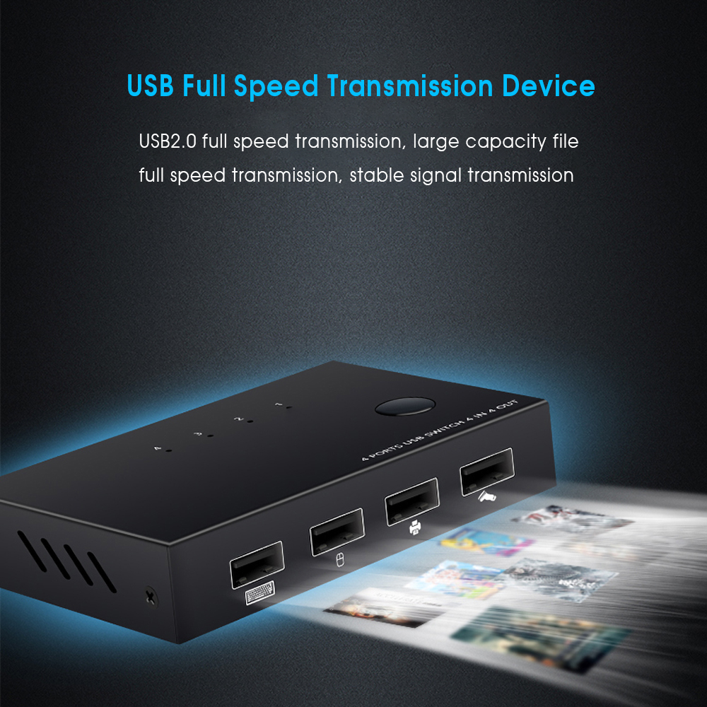 kebidumei 4ports Kvm Switch Switcher Usb 2.0 Splitter Printer Mouse Keyboard Share 4 Devices Usb Kvm Switcher Box Adapter