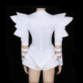 White Rhinestone Bodysuit Female Jazz DJ Dance Costumes Performance Stage Wear Nightclub Bar Party Show Women singer