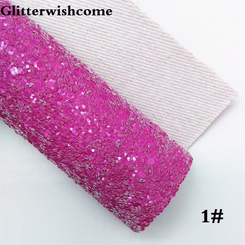 Glitterwishcome 21X29CM A4 Size Synthetic Leather, Chunky Glitter Leather fabric Vinyl for Bows, GM070A