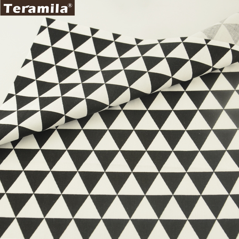 2017 Black and White Geometry Triangle Designs 100% Cotton Fabric Twill Home Textile Teramila Material Quiting Patchwork