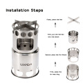 Lixada Portable Wood Stove Firewoods Furnace Outdoor Stove Cooking Burner Lightweight Stainless Steel Picnic Camping Wood Stove