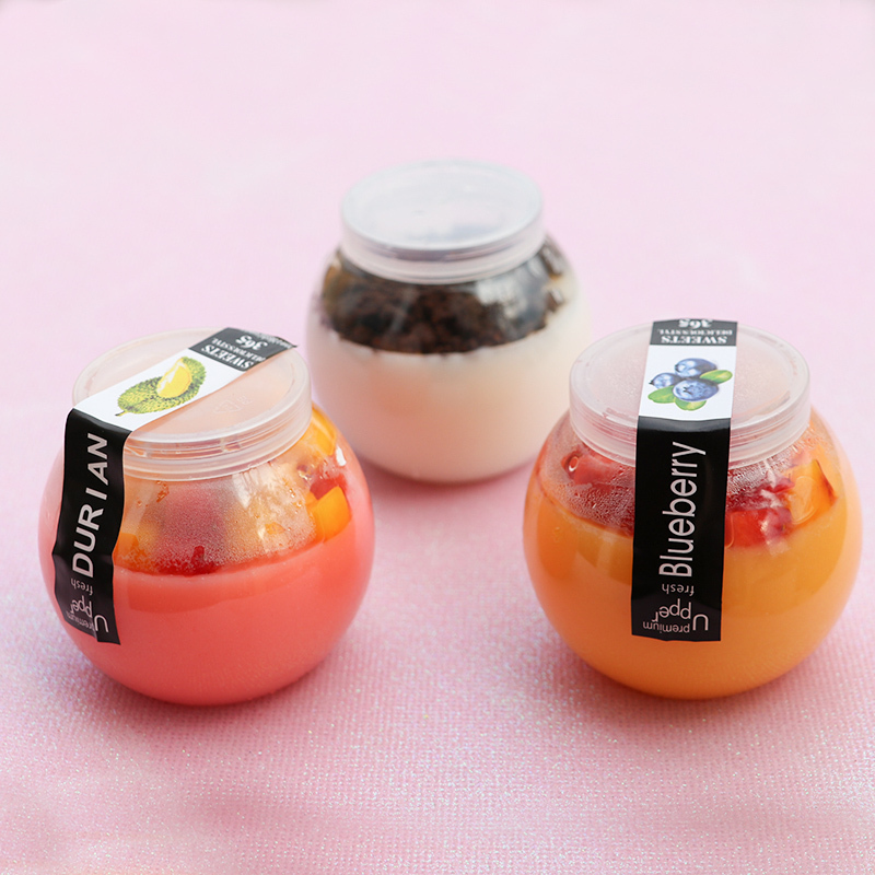 40pcs High quality 160ml round transparent PET ice cream pudding jelly yogurt plastic cups with covers baking decoration tool