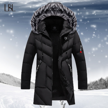 Winter Jacket Men 2020 Fashion Fur Hooded Male Parka Jacket Mens Solid Thick Jackets Cotton Coats Man Fleece Parkas Windbreaker