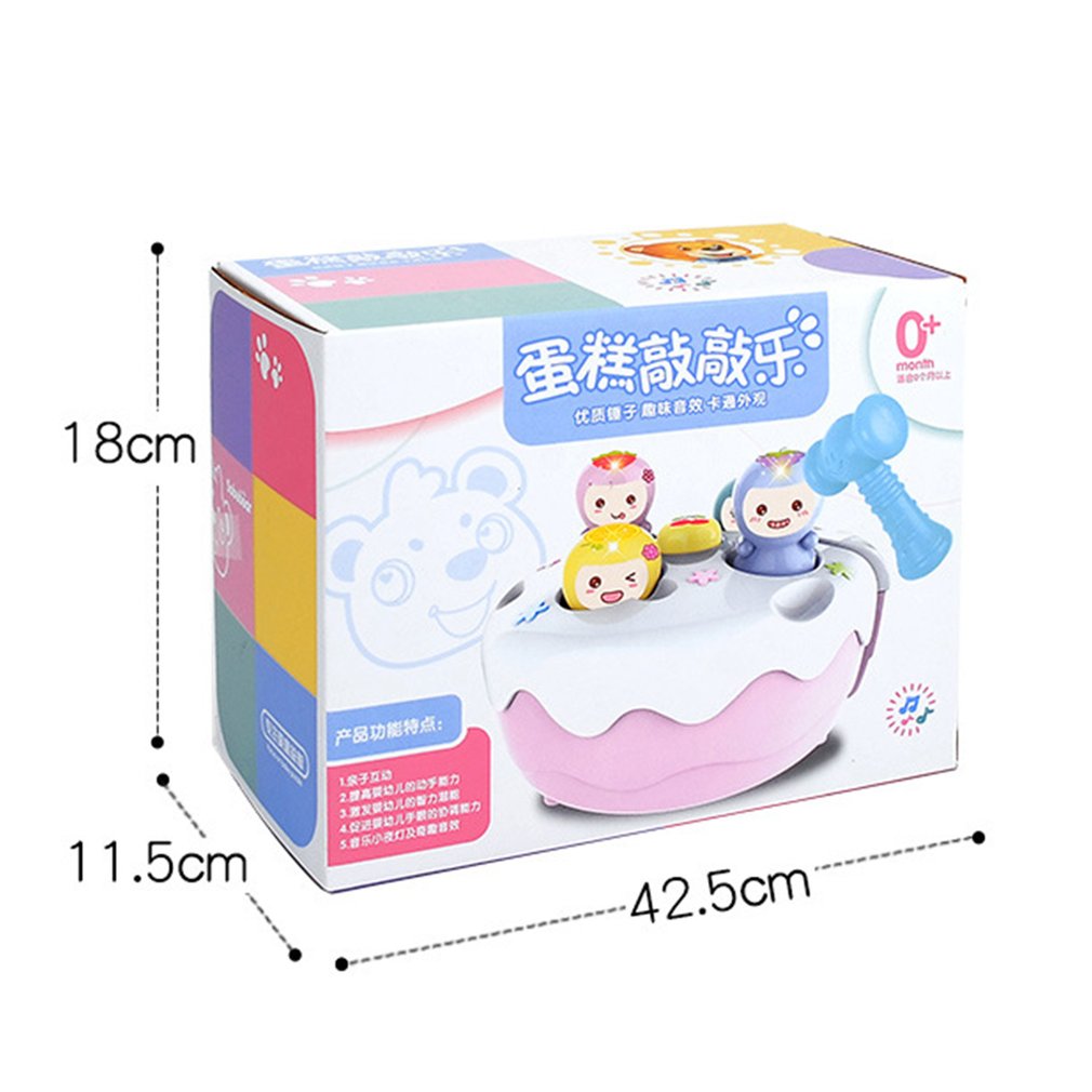 Multifunctional early education puzzle electric hamster baby toy Sound and light fruit cake knocking music game machine