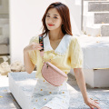 Trendy fanny pack pure color embroidered pu leather practical crossbody bag mobile phone waist belt bag women