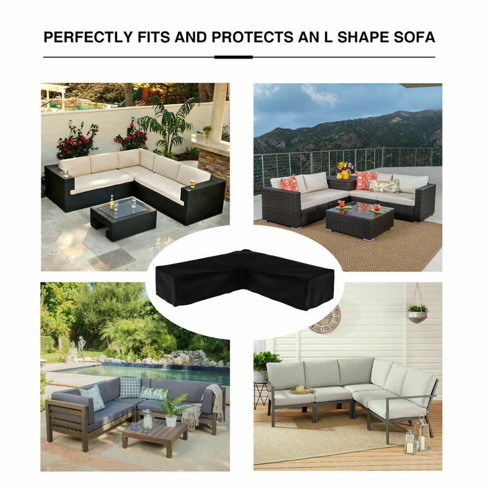 Waterproof L Shape Furniture Cover Outdoor Garden Patio Rattan Sofa Dustproof V Shaped Mold Resistant Cover