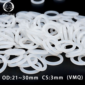 5PCS/lot White Silicone Ring Silicon/VMQ O ring 3mm Thickness OD21/22/23/24/25/26/27/28/29/30*3mm Rubber o-ring Seal Gaskets