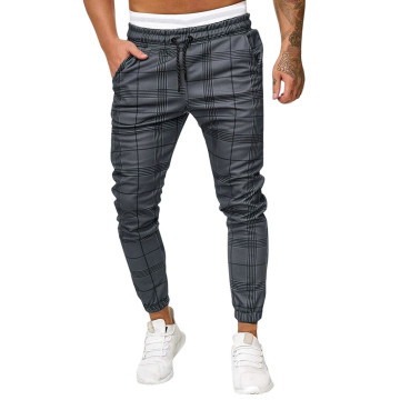 38#New Men's Pants Long Casual Sport Slim Fit Plaid Trousers Running Joggers Sweatpants Autumn Winter Men Pants Trousers Fashion