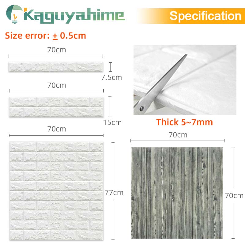 Kaguyahime 3D Wallpaper DIY Marble Sticker Waterproof Stickers Wall Papers Home decor Kids Room 3D Self-Adhesive Wallpaper Brick