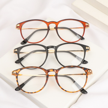 1PC Vintage Flat Mirror Glasses Unisex Flexible Ultralight Round Metal Frame Resin Lens Eyewear Optical Spectacle Fashion