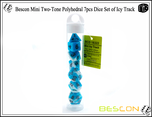 Bescon Mini Two-Tone Polyhedral 7pcs Dice Set of Icy Track-1#