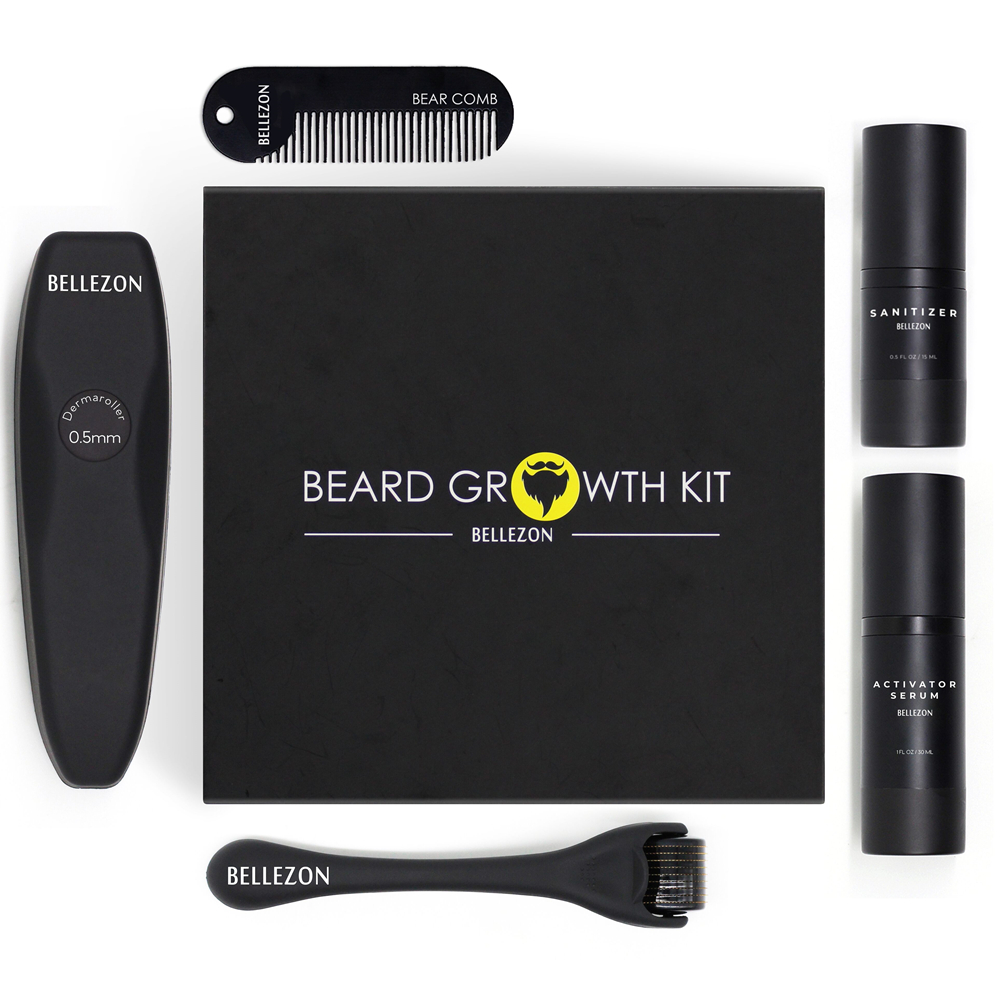 4 Pcs/set Men Barbe Beard Growth Kit Hair Growth Beard Care Enhancer Set Beard Growth Essential Oil Facial Beard Care Set