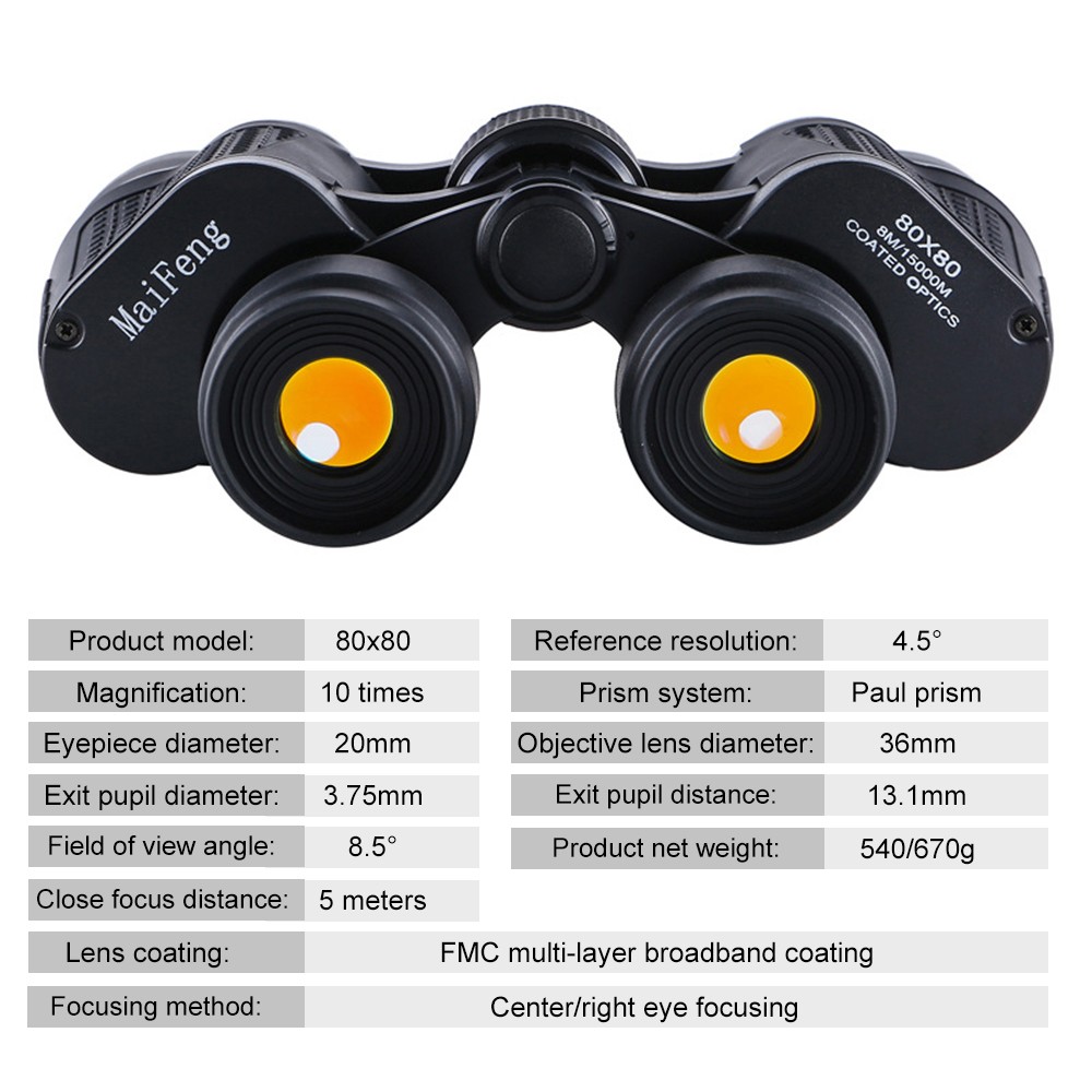 80X80 Powerful Binoculars Long Range 15000M Hunting Telescope Low Light Night Vision BaK4 Binocular For Hiking Travel Sports