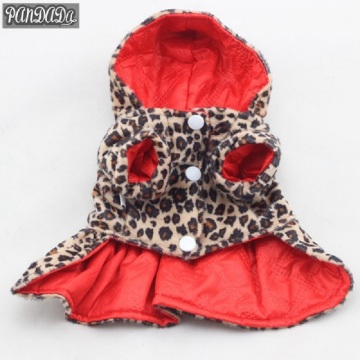 Dog Cat Dress Clothes Tutu Pet Hoodie Skirt Winter Leopard Clothes With Hat For Small Dog Teddy Chihuahua Pet Product