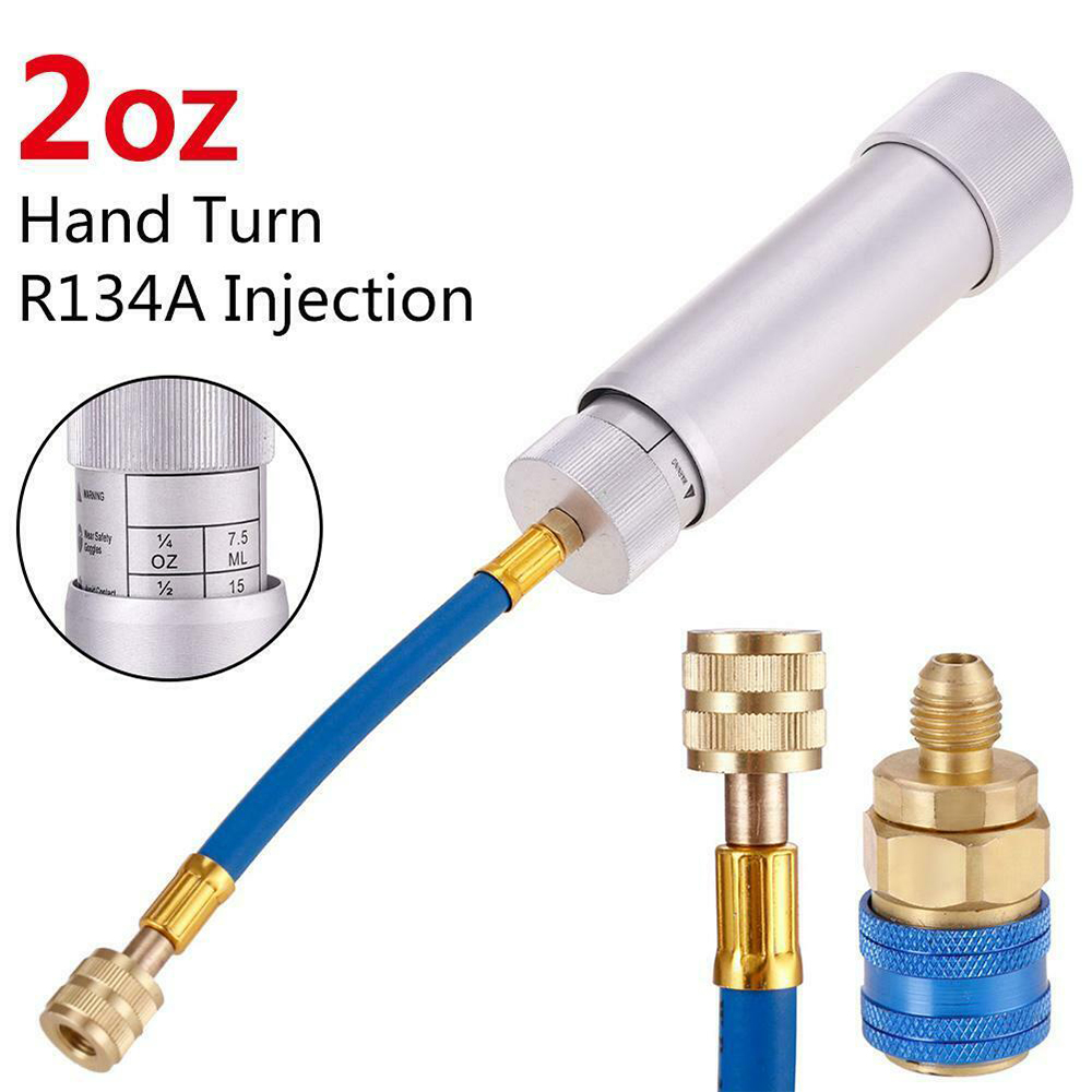 1pcs Car A/C Oil Dye Injector R134A 2 OZ Hand Turn Pump Oil Injection Car Oil Coolant Filler Tube Tool