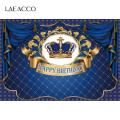 Laeacco Crown Blue Curtain Wall Birthday Party Baby Shower Customize Photography Backdrop Photographic Background Photo Studio