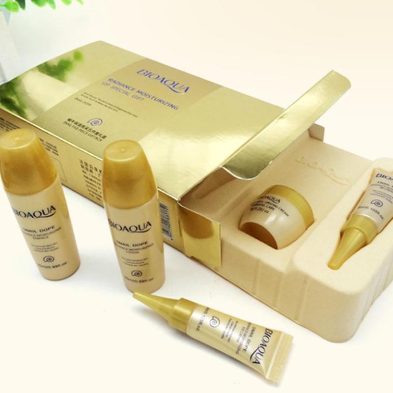 5pcs BIOAQUA Snail Cream Set Face Serum Whitening Cream Snail Hyaluronic Acid Anti Aging Wrinkle Moisturizing Face Cream