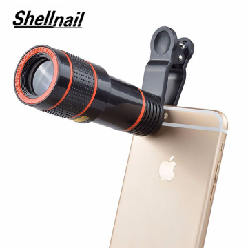 SHELLNAIL Phone Camera Lens Universal Clip 8X 12X Zoom Cell Phone Telescope Lens For iPhone External Telescope Phone Accessories