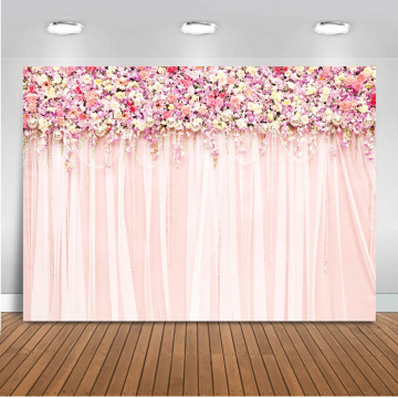 Mocsicka photography backdrops wedding party pink floral Flower wall curtains love Bridal shower photo studio photocall boda