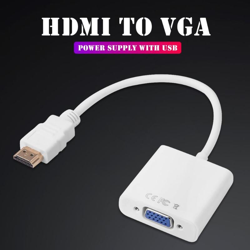 HDMI to VGA Adapter Wire Support Hot Swap Gold Plated 1080P Male to Female Converter Audio Video Cable Support HDCP 1.0/1.1/1.2