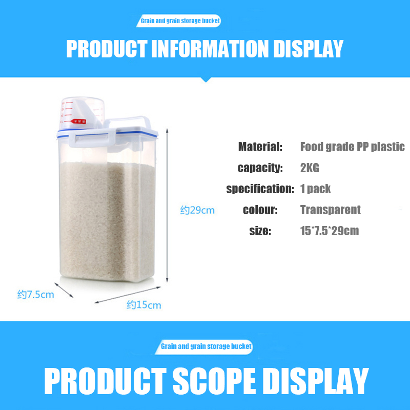 Sealed Rice Barrel Moisture Proof Storage Box Household Kitchen Flour Saving Wheel Bucket Stocks Holder 2kg