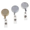 Retractable Pull Key Ring ID Badge Lanyard Name Tag Card Holder Recoil Reel Belt Clip Metal Housing Metal Covers