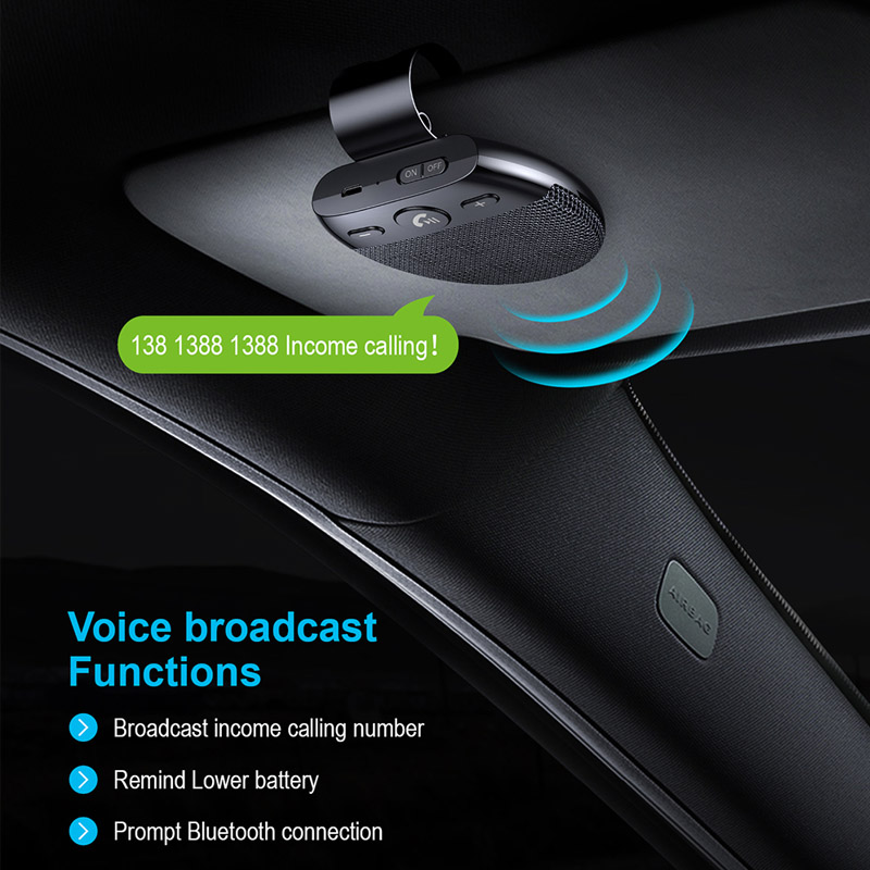 JaJaBor Bluetooth Car Kit Handsfree Bluetooth 5.0 Speakerphone Wireless MP3 Music Player with Microphone Auto Power On / Connect
