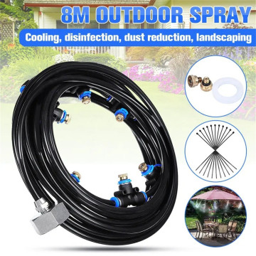 8M Outdoor Mist Coolant System Water Sprinkler Garden Patio Cooling Spray Kits Fog Hose Watering Kit Irrigation Mist Sprinker