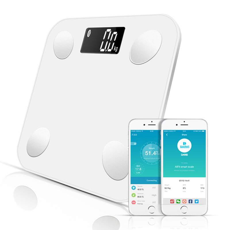 Smart Body Fat Bluetooth Digital Bathroom Scales Floor With Body Type Measure Weight Health Balance Fat Water Muscle Mass BMI