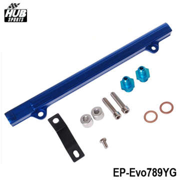 For Mitsubishi 4G63 EVO7/8/9 Top feed Injector Fuel Rail Turbo Kit Blue Aluminium Billet HQ Jdm HU-Evo789YG