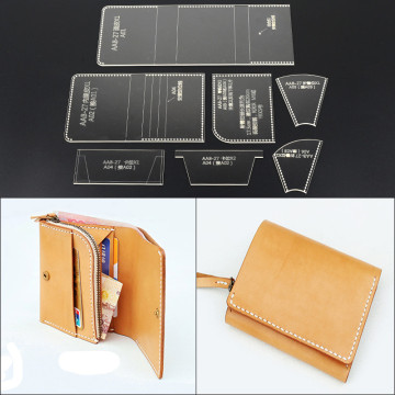 DONYAMY 1 Set DIY Folded Small Leather Wallet Acrylic Template Leather Craft Sewing Pattern Accessories