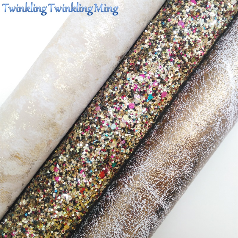 Mixed Colors Glitter Fabirc, Metallic Faux Leather Fabric, Synthetic Leather Fabric Sheets For Bow A4 8"x11"Twinkling Ming XM451