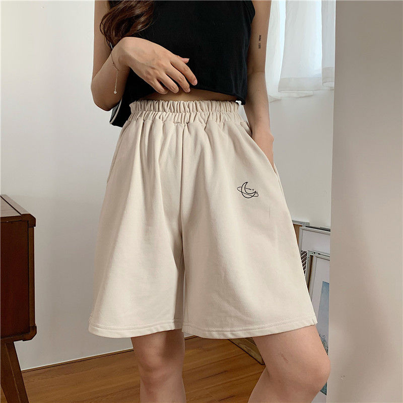 Shorts Women Embroidery Elasticity Lovely Girls Korean Style Sweet Students Harajuku Colorful Simple Oversize Trousers Female