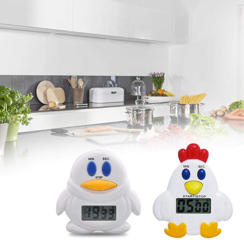 New Cute Cartoon Chicken Kitchen Timer Cooking & Baking Helper 100 Minutes Reminder Penguin Electronic LCD Digital Countdown