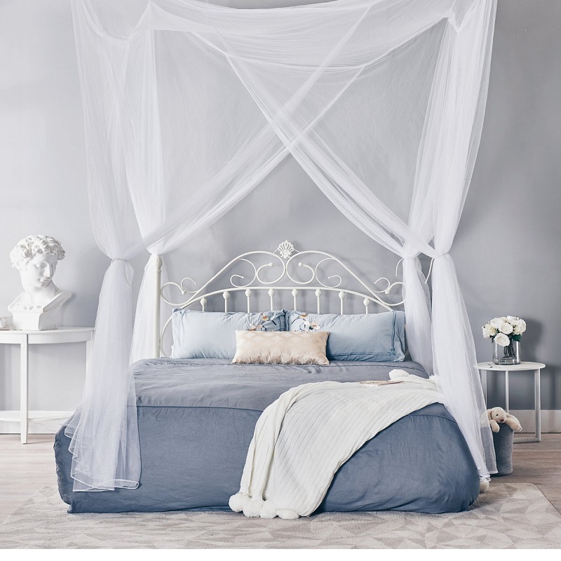 Luxury Mosquito Net 4 Corner Post Bed Canopy Quick and Easy Installation for King Size Beds 190x210x240cm